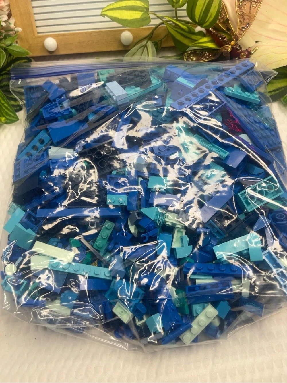 LEGO Blue Parts Lot 1.5 lbs Mixed Bulk Bricks Plates Genuine